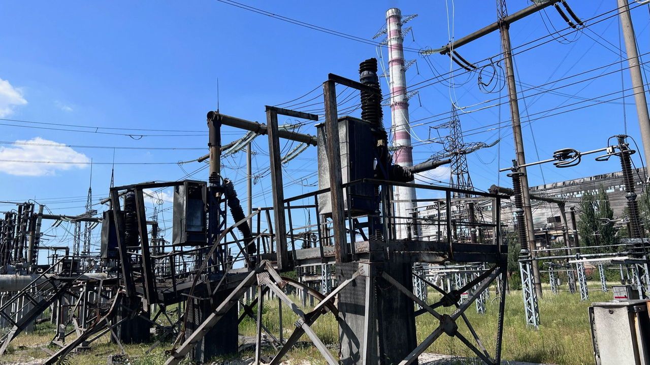 A damaged power station in Ukraine