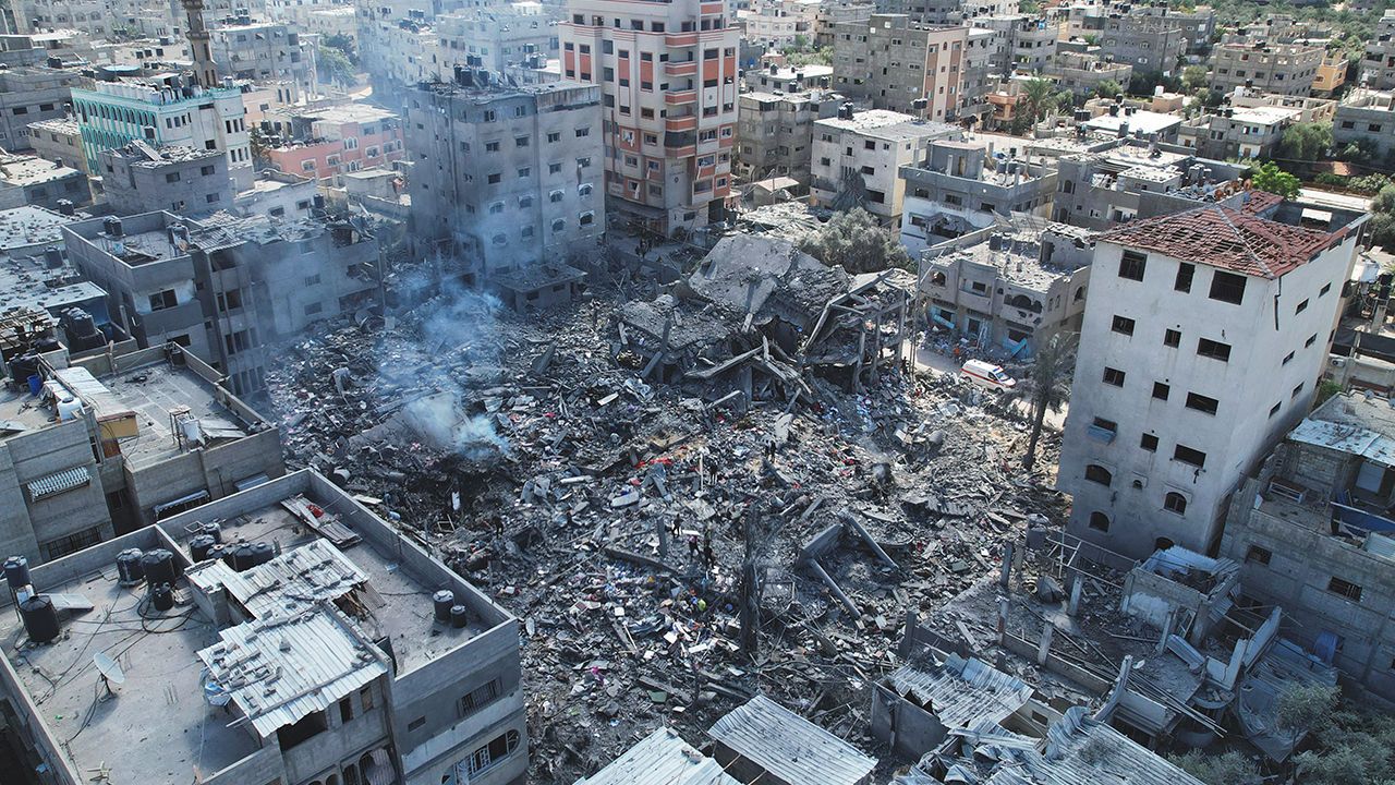 Buildings destroyed in Israeli airstrikes on Bureij refugee camp, Gaza Strip